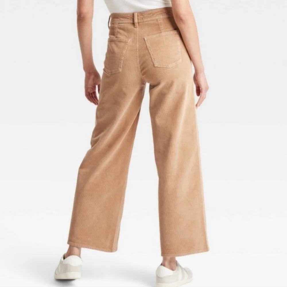 Women's High-Rise Corduroy Sailor Wide Leg Ankle Jeans Universal Thread Brown 17 - Picture 2 of 15